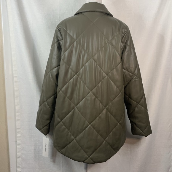 Calvin Klein Green Faux Leather Quilted Coat- NWT - Picture 7 of 17